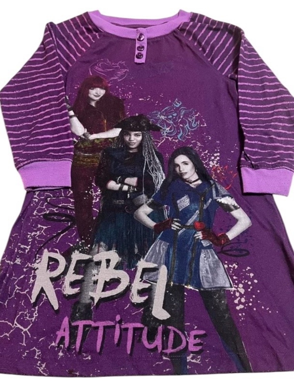 Disney ~ Decendants 2 ~ Girls~ Nightgown ~ Sleep Shirt ~ Size 4~ Rebel Attitude - Picture 15 of 16